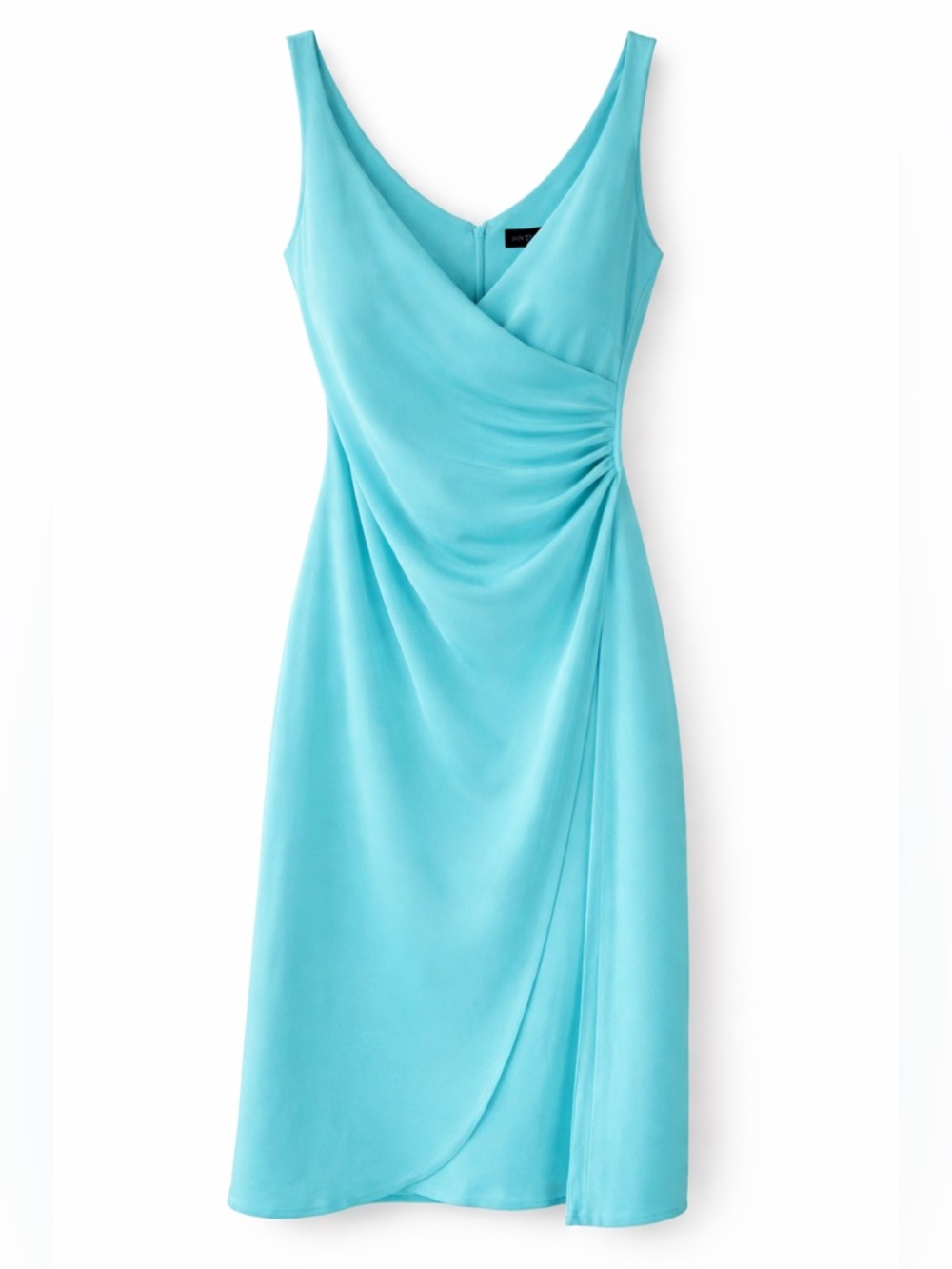 Ann Taylor 100% Silk Teal Wrap-Style Midi Dress, Size 8, NWT, Wedding Cocktail